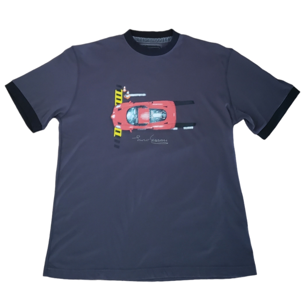 Ferrari Official Men's T Shirt Enzo Ferrari Sign Dark Grey Red Car Design Size M